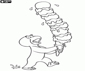 Colora George la scimmia con un gelato