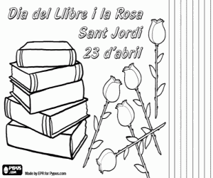Colora La giornata del libro e la rosa