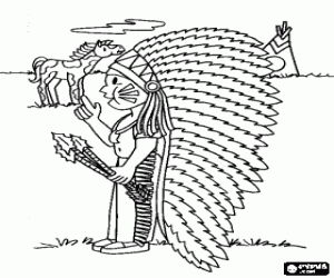 Colora Giovane capo indiano in pianura