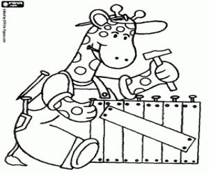 Colora Una giraffa come carpentiere