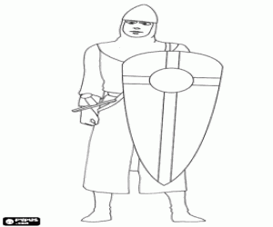 Colora Guerriero con l'elmo e lo scudo