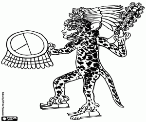 Colora Un guerriero giaguaro azteco