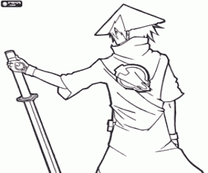 Colora Un guerriero samurai con la katana