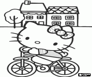 Colora Hello Kitty su una bicicletta