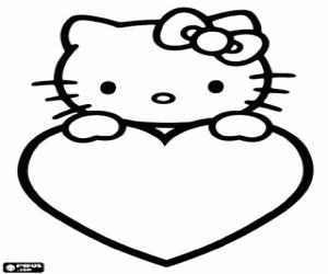 Colora Hello Kitty con un grande cuore