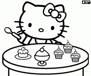Colora Hello Kitty e le cupcakes