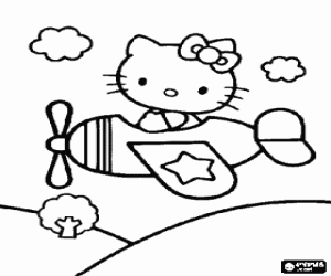 Colora Hello Kitty in un piccolo aereo
