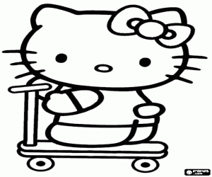 Colora Hello Kitty su un monopattino