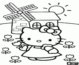 Colora Hello Kitty e papaveri