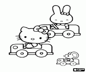 Colora HelloKitty e gli amici in auto