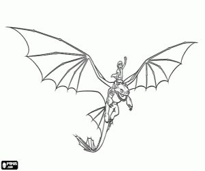 Colora Hiccup in sella il drago Sdentato