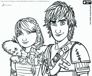 Colora Hiccup Singhiozzo e Astrid, i protagonisti
