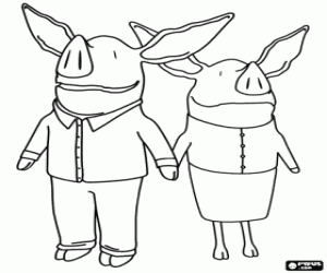 Colora I genitori di Olivia il piccolo maiale