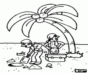 Colora I pirati sono seppellindo il tesoro