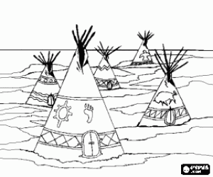 Colora I tipi di un accampamento indiano