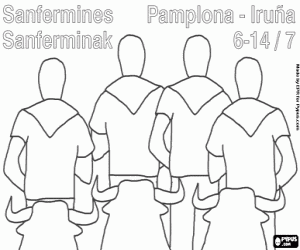 Colora I tori di San Fermin, a Pamplona