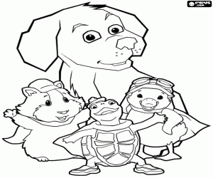 Colora I tre Wonder Pets e il cucciolo