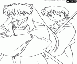 Colora InuYasha e Miroku, un monaco buddista