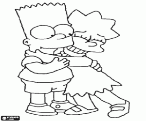 Colora L'abbraccio di Bart e Lisa Simpson