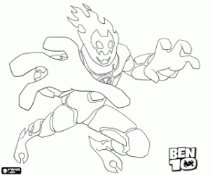 Colora L'alieno di Ben 10 Heatbleast