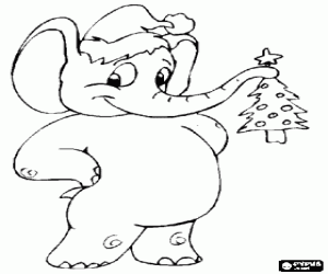 Colora L'elefante festeggia il Natale