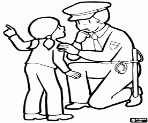 Colora La polizia aiutando i bambini