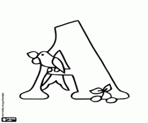 Colora Lettera A e un uccellino