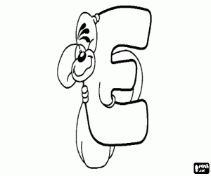 Colora Lettera E con il topolino dispettoso