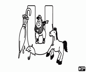 Colora Lettera maiuscola U con oggetti