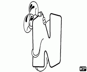 Colora Lettera N con il topolino dispettoso