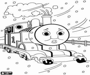 Colora La locomotiva Thomas e la neve