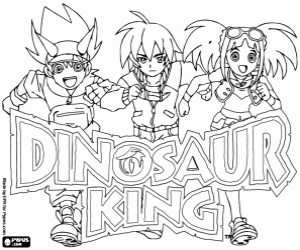 Colora Logo Dinosaur King e protagonisti