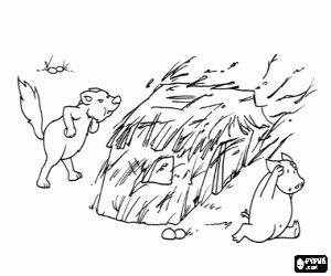 Colora Il lupo cattivo e la casa di paglia