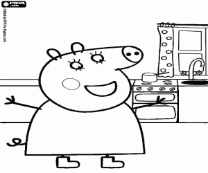 Colora La mamma di Peppa Pig in cucina