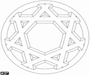 Colora Mandala circolare di stile Escher