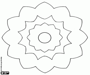 Colora Mandala del fiore con anelli concentrici