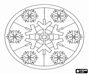Colora Mandala di Natale con fiocchi di neve