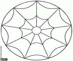 Colora Mandala semplice con una ragnatela