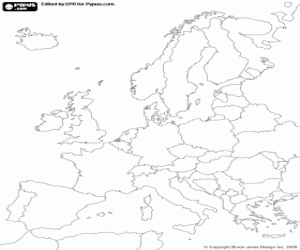 Colora Mappa dil continente europeo