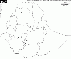 Colora Mappa di Etiopia