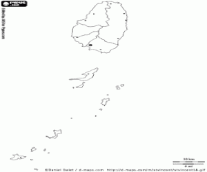 Colora Mappa di Saint Vincent e Grenadine