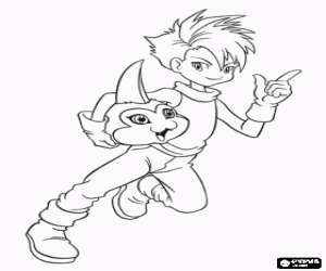 Colora Matt e il digimon Tsunomon