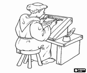 Colora Monaco medievale con una pergamena