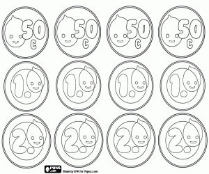 Colora Monete di Pypus di 0,50, 1 e 2