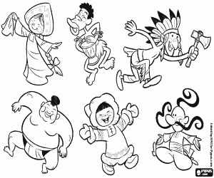 Colora Le sei persone nel mondo