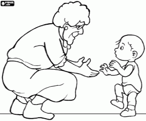 Colora La nonna con il nipote bambino