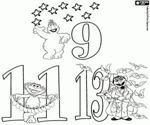 Colora Numeri 9,11,13 di Sesame Street