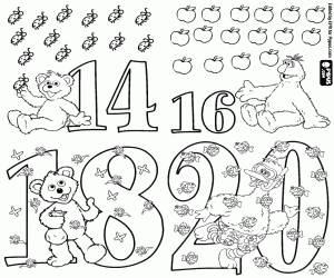 Colora Numeri pari 14,16,18,20 Sesame Street