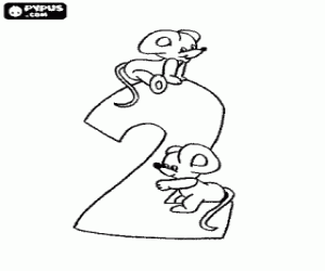 Colora Numero 2 con due topi