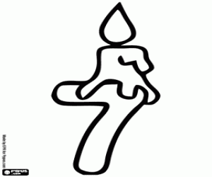 Colora Numero 7, un sette con la candela accesa